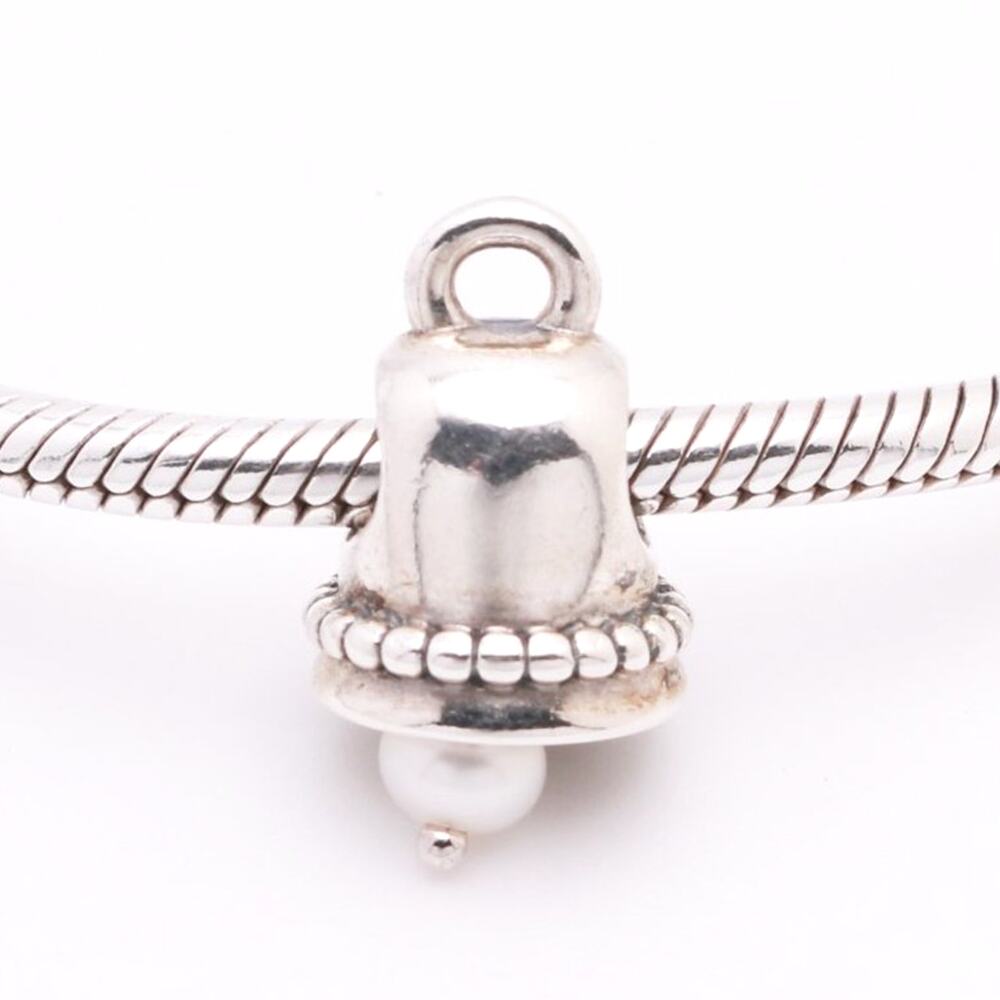 Authentic PANDORA Silver Bell with Pearl Dangle - 790517P